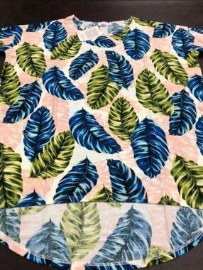 NWT LADIES LuLaRoe Tropical Leaf TUNIC in Pink, Blue & Green Size 3XL